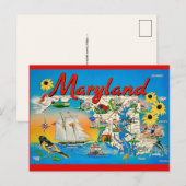 Bunte Maryland-Karte Postkarte (Vorne/Hinten)