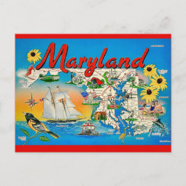 Bunte Maryland-Karte Postkarte