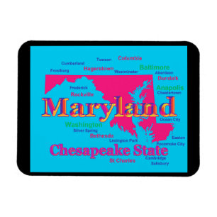 Bunte Maryland-Staatsstolz-Karten-Silhouette Magnet