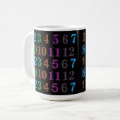 Bunte Mathe-Zahlen Kaffeetasse (Vorderseite Links)