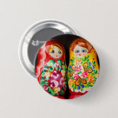 Bunte Matrjoschka-Puppen Button (Vorne & Hinten)
