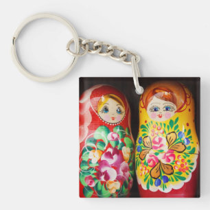 Bunte Matrjoschka-Puppen Schlüsselanhänger