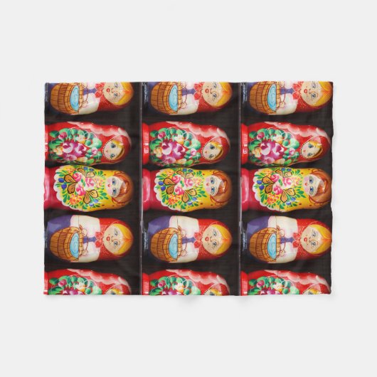 Bunte Matryoshka Puppen Fleecedecke (Vorderseite (Horizontal))