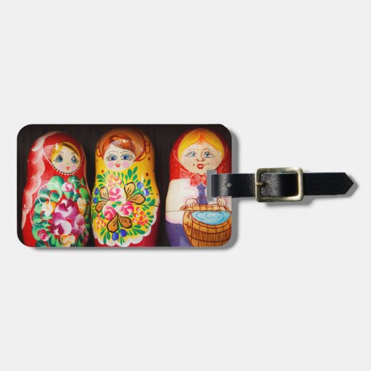 Bunte Matryoshka Puppen Gepäckanhänger (Vorderseite horizontal)