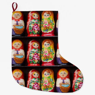 Bunte Matryoshka Puppen Großer Weihnachtsstrumpf