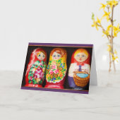 Bunte Matryoshka Puppen Karte (Gelbe Blume)