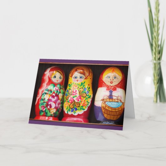 Bunte Matryoshka Puppen Karte (Vorderseite)