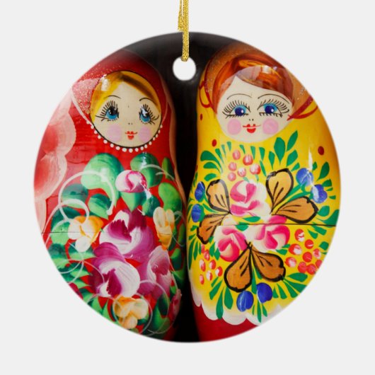 Bunte Matryoshka Puppen Keramik Ornament (Hinten)