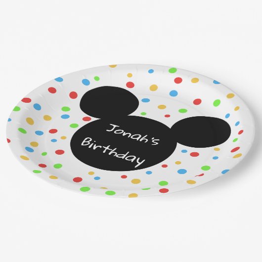 Bunte Mäuseohr-Kinderthemenorientierter Pappteller (Schrägansicht)