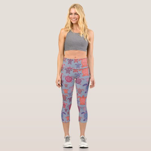 bunte Meeresschildkröten Capri Leggings (Vorderseite)
