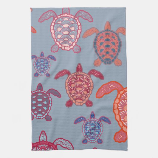bunte Meeresschildkröten Geschirrtuch (Vertikal)
