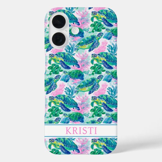 Bunte Meeresschildkröten Monogramm Case-Mate iPhone Hülle (Rückseite)