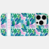 Bunte Meeresschildkröten Monogrammierte Case-Mate iPhone Hülle (Rückseite (Horizontal))