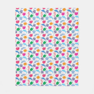 Bunte Meerestiere Illustrationsmuster Fleecedecke