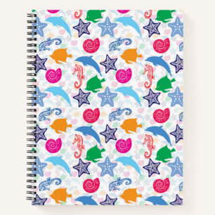 Bunte Meerestiere Illustrationsmuster Notizblock