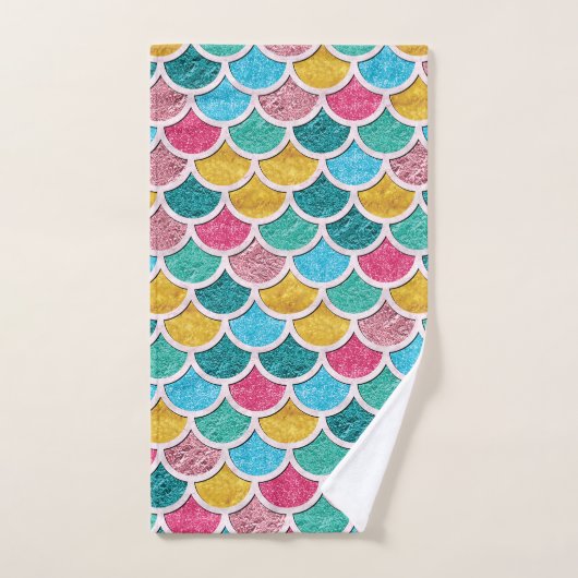 Bunte Meerjungfrau stuft Monogramm ein Badhandtuch Set (Handtuch)