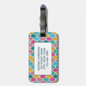 Bunte Meerjungfrau stuft Monogramm ein Gepäckanhänger (Rückseite vertikal)