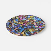 Bunte mehrfarbige Kiesel Pappteller (Schrägansicht)