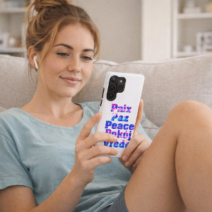 Bunte mehrsprachige Friedenswortkunst mit Herzen Samsung Galaxy Hülle