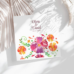 Bunte mexikanische Blumen-Fiesta-Hochzeit Serviette