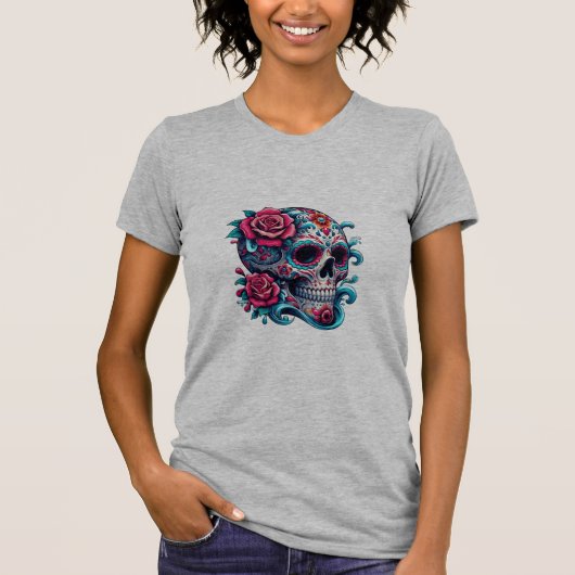 ''Bunte mexikanische Skull Tattoo Art'' T-Shirt (Vorderseite)