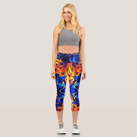 bunte Mischung aus Neonfarben, die auf schwarz wir Capri Leggings (Vorderseite)