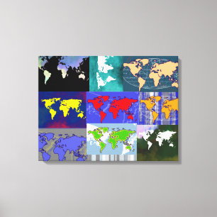 bunte Mixedworld . Weltkunstkarte Leinwanddruck