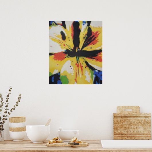 bunte moderne Blume abstrakte Kunst Poster (Küche)