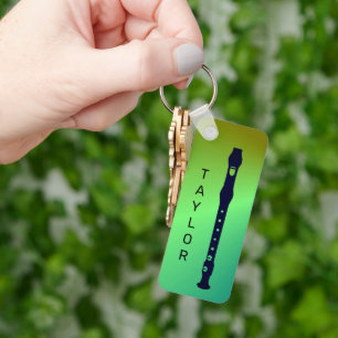 Bunte moderne Flöte minimal Flötist Personalisiert Schlüsselanhänger