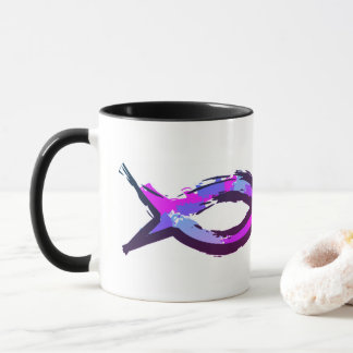 Bunte moderne Itchus christliche Fische - Tasse