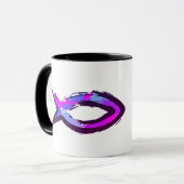 Bunte moderne Itchus christliche Fische - Tasse (Vorderseite Links)