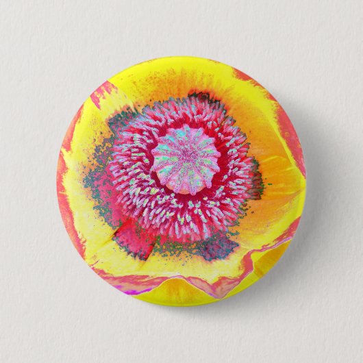 Bunte Mohnblume Button (Vorderseite)