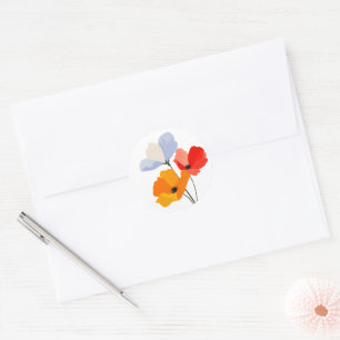 Bunte Mohnblumen-Blüten Runder Aufkleber