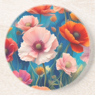 Bunte Mohnblumen Garten-47567 Getränkeuntersetzer
