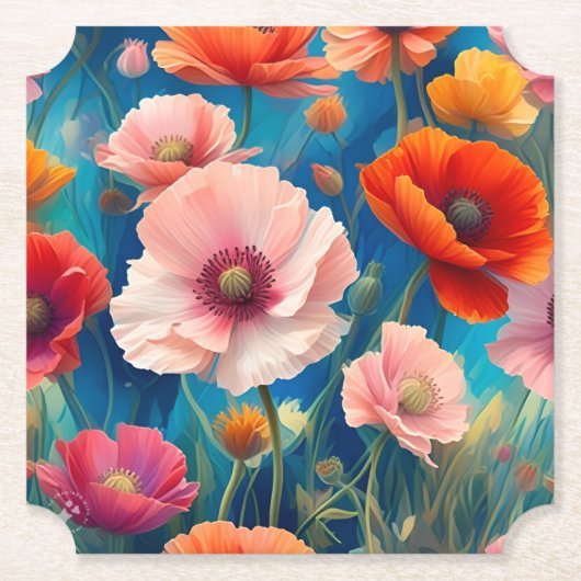 Bunte Mohnblumen Garten-47569 Untersetzer (Vorderseite)