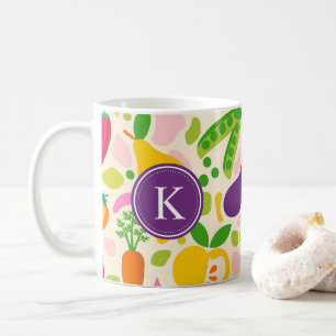 Bunte Monogramm-Früchte-Gemüse  Kaffeetasse
