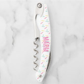 Bunte Monogramm-Streusel Name Kellnermesser (Vorderseite)