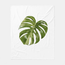 Bunte Monstera Albo Pflanzenkunst Fleecedecke
