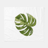 Bunte Monstera Albo Pflanzenkunst Fleecedecke (Vorderseite (Horizontal))