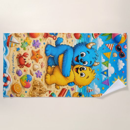 Bunte Monsterfreunde Ultimative Strandparty Strandtuch (Vorderseite)