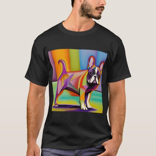 Bunte Mops-Kunst Abstrakte Mops-Kunst Regenbogen-M T-Shirt (Vorderseite)