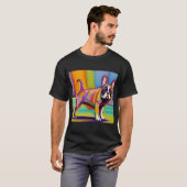 Bunte Mops-Kunst Abstrakte Mops-Kunst Regenbogen-M T-Shirt (Vorne ganz)