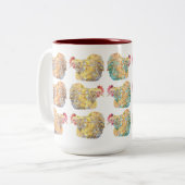 Bunte Mosaik-Hennen Zwei-Ton Tasse (Vorderseite Links)