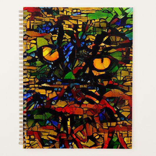 Bunte Mosaik-Katz-Kunst Prin Planer (Vorderseite)