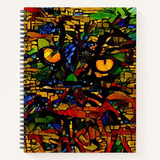 Bunte Mosaik-Katzen-Kunst Prin Notizblock (Vorderseite)