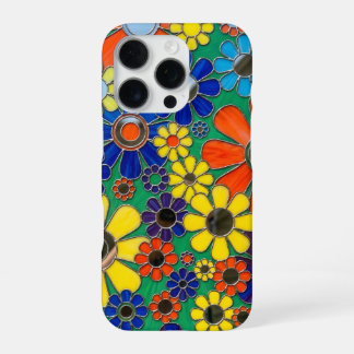 Bunte Mosaik-Kunst-Hülle mit Gänseblümchen für das iPhone 16 Pro Hülle