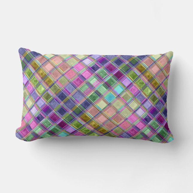 Bunte Mosaik-Kunst-Kissen Lendenkissen (Vorderseite)