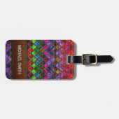 Bunte Mosaik-Leinwand-eleganter lederner Blick Gepäckanhänger (Vorderseite horizontal)