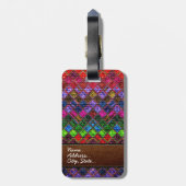 Bunte Mosaik-Leinwand-eleganter lederner Blick Gepäckanhänger (Rückseite vertikal)