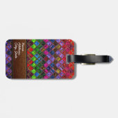 Bunte Mosaik-Leinwand-eleganter lederner Blick Gepäckanhänger (Rückseite horizontal)
